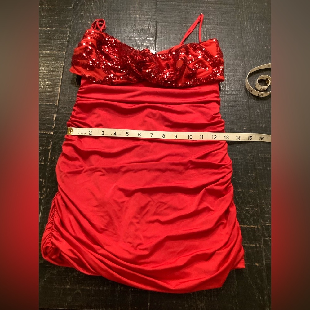 Lucy in the Sky HOCO Red Mini Dress with Sequins - Picture 3 of 8